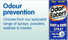 Odour prevention: Choose from our specialist range of sprays, powders, washes & insoles